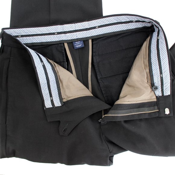 GAP Classic Flat Front Trousers Black Men's Size 33x30 Tailored Office Pants - Picture 4 of 14